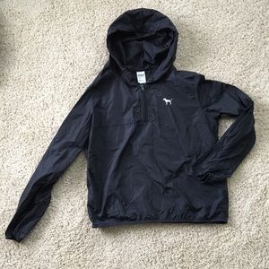 PINK medium large black hooded windbreaker